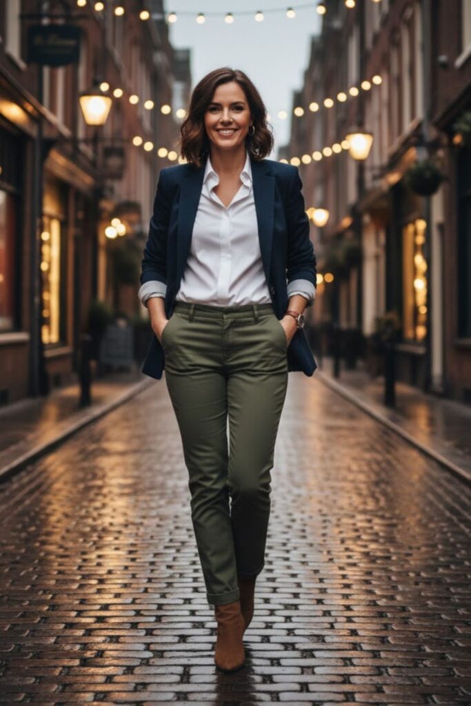 2. Smart Casual with Olive Chinos