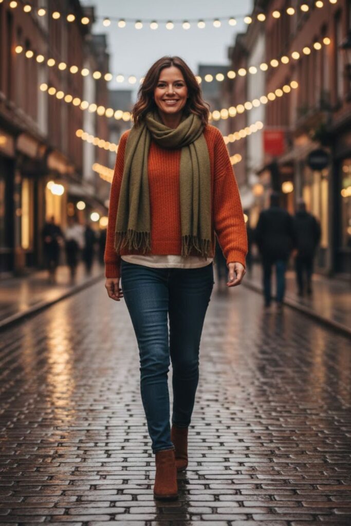 3. Layered fall outfit with knit sweater