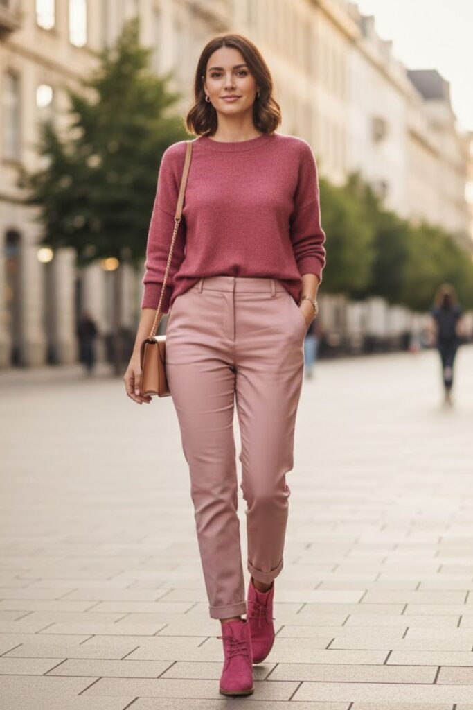 4. Tonal blush monochrome styling