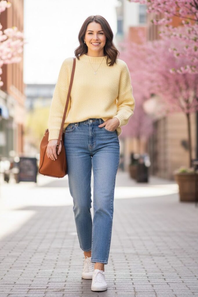 5. Boyfriend Jeans with Oversized Sweater