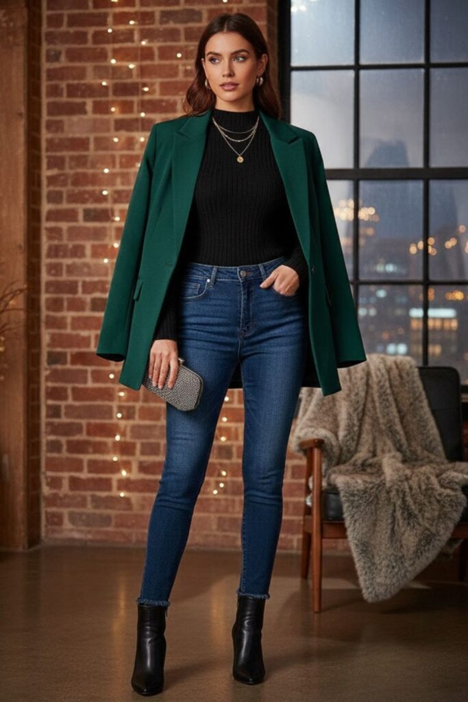 5. Oversized Blazer With Fitted Top And Jeans