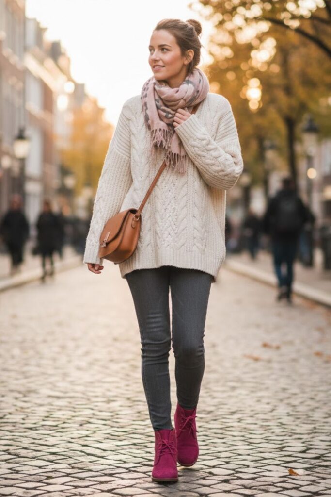 5. Oversized sweater and slim bottoms