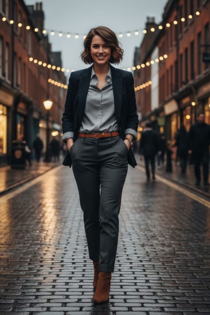 5. Tailored Look with Charcoal Trousers
