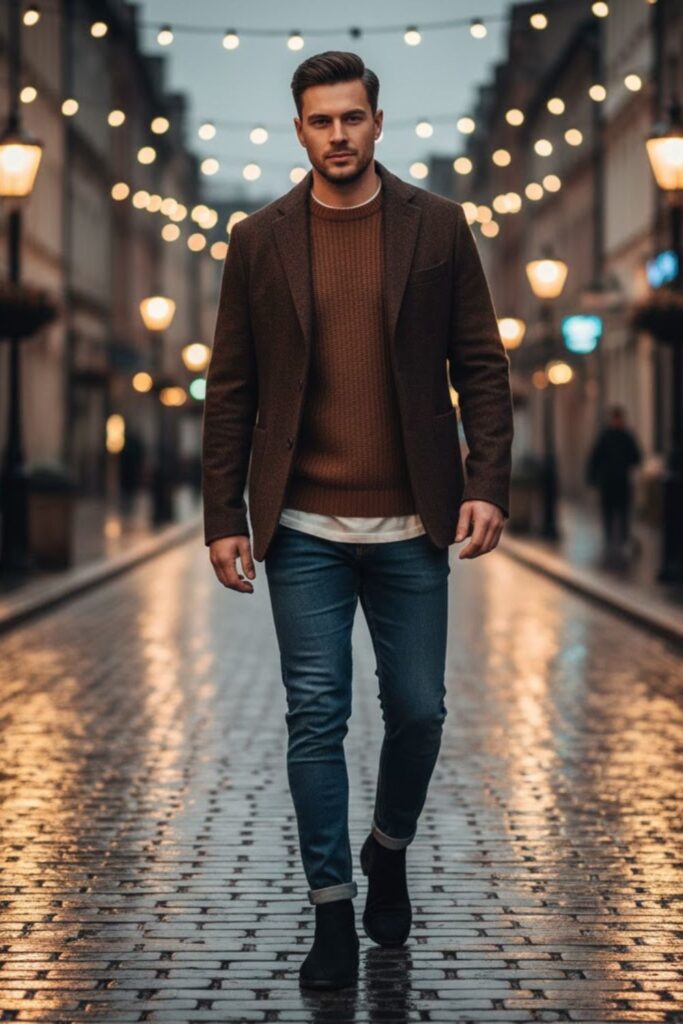 6. Autumn Outfit with Brown Layers
