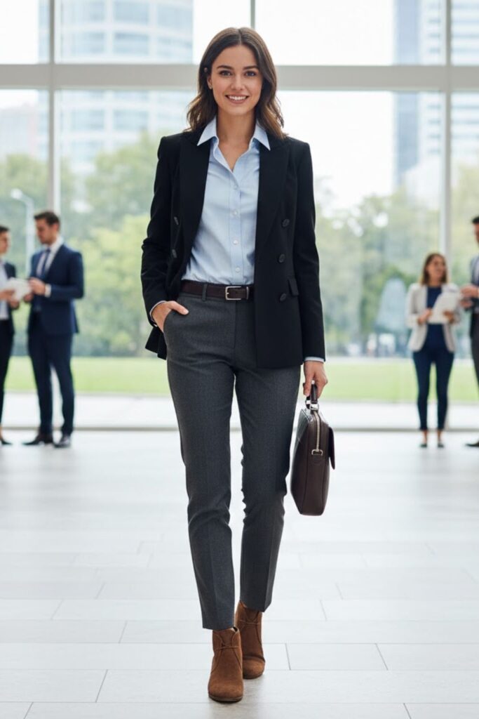 6. Business casual with tailored trousers