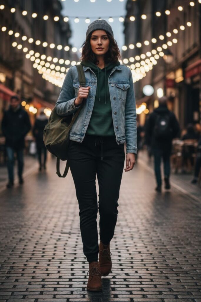 6. Street style layered hoodie look