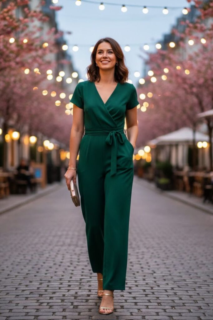 7. Jumpsuit with Heeled Sandals