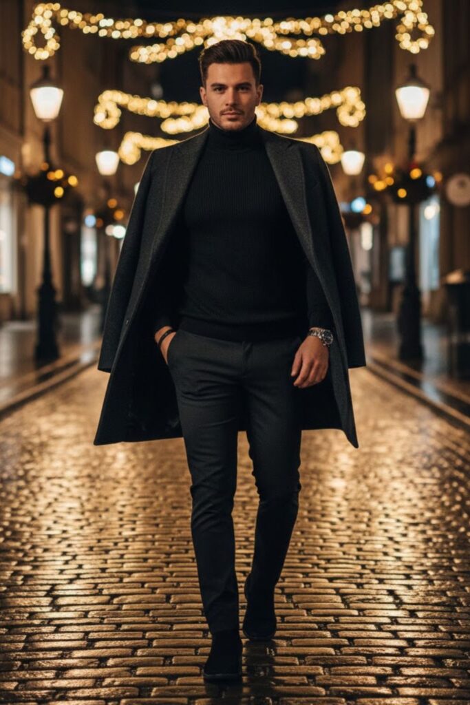 8. Evening Outfit with Black Turtleneck