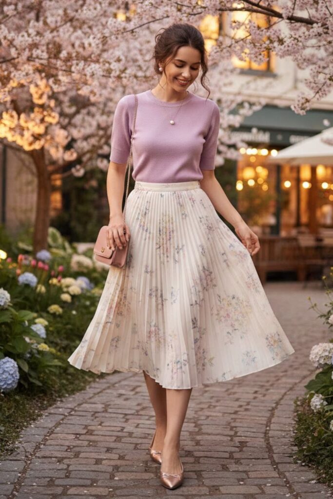 8. Pleated Skirt with Fitted Top