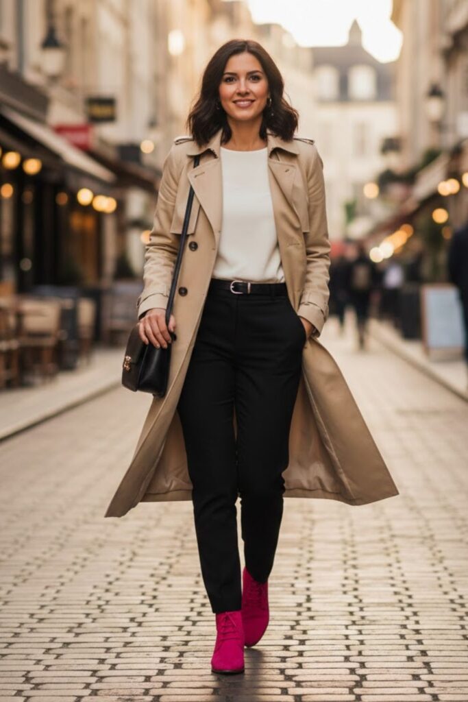 8. Transitional trench coat layering