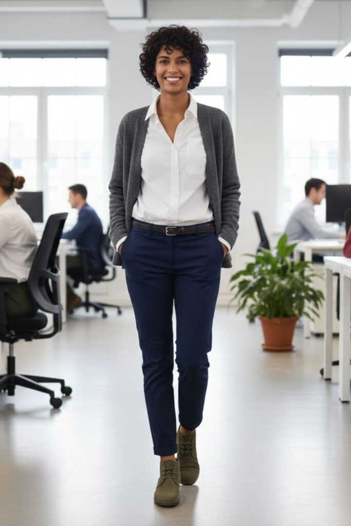 9. Casual office outfit with chinos