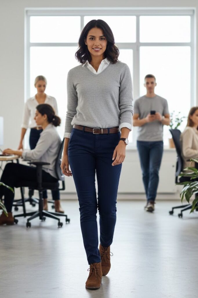 9. Casual office outfit with chinos