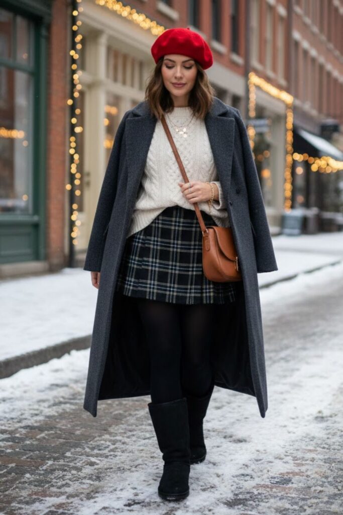 9. Plaid Skirt and Sweater Combo