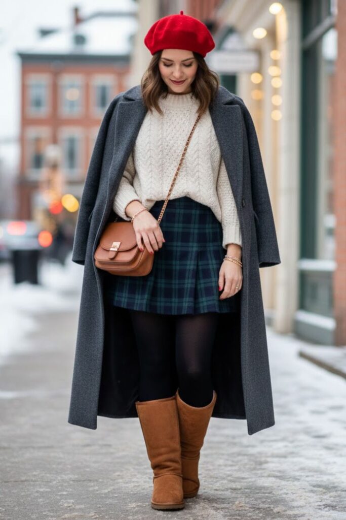 9. Plaid Skirt and Sweater Combo