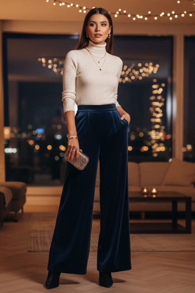 9. Wide-Leg Pants With Fitted Knit Top