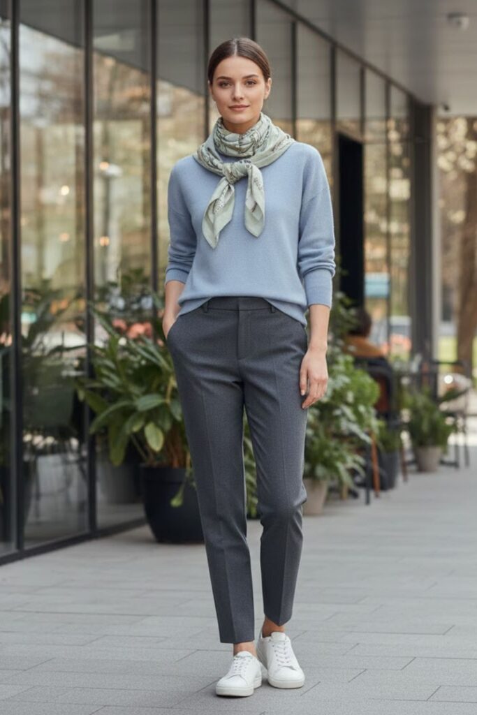10. Pullover Sweater with Slim-Fit Trousers
