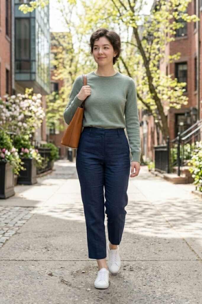 11. Fine Knit Sweater with Cropped Trousers
