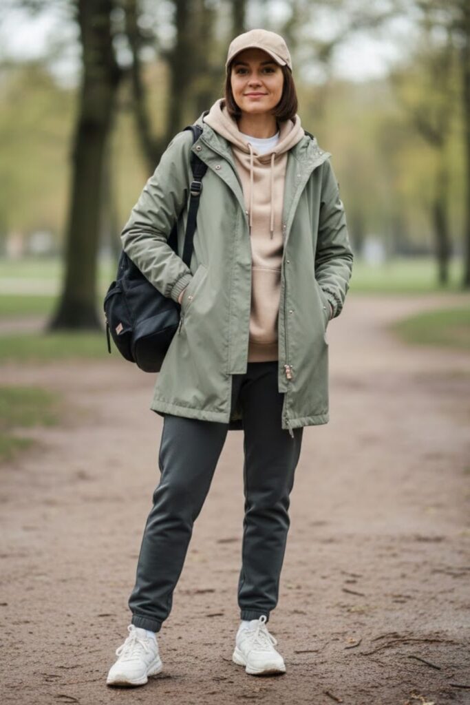 12. Lightweight Parka with Hoodie and Joggers
