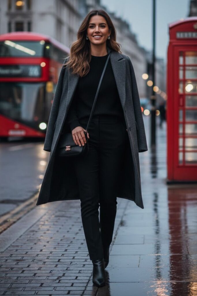15. Classic Coat with All-Black Base Outfit