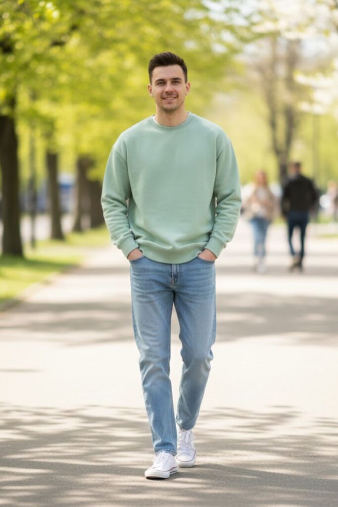 15. Relaxed Weekend Look with Sweatshirt and Jeans
