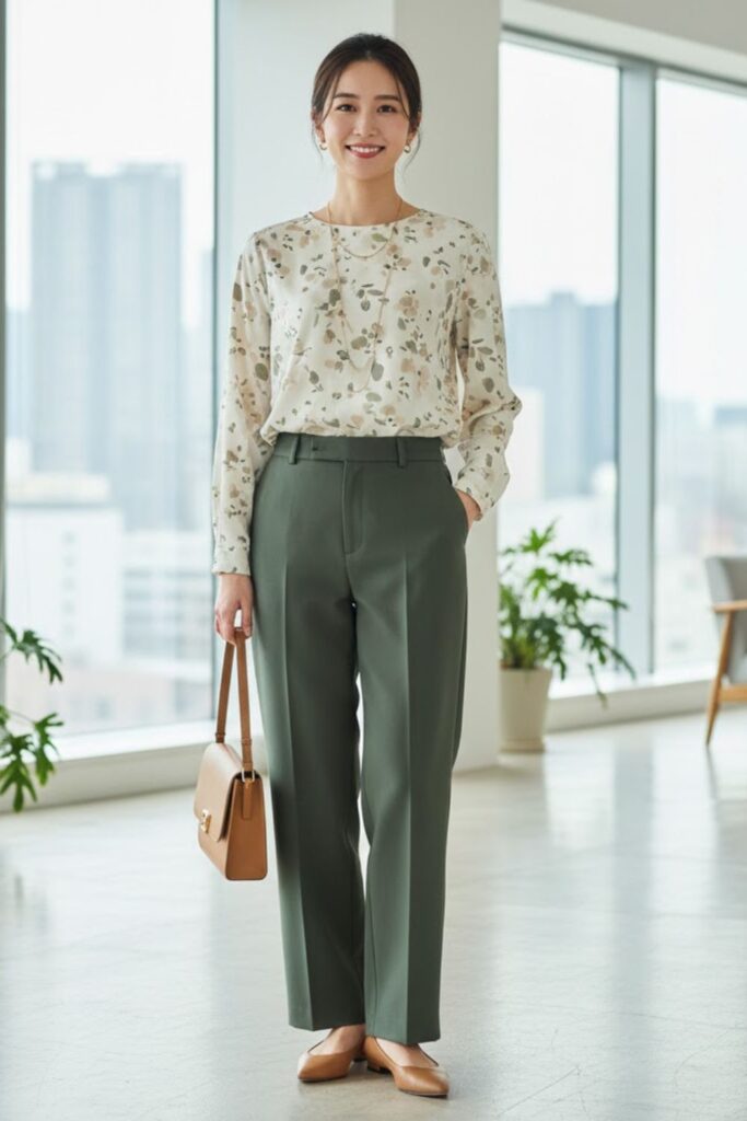 4. Soft Blouse with Wide-Leg Pants