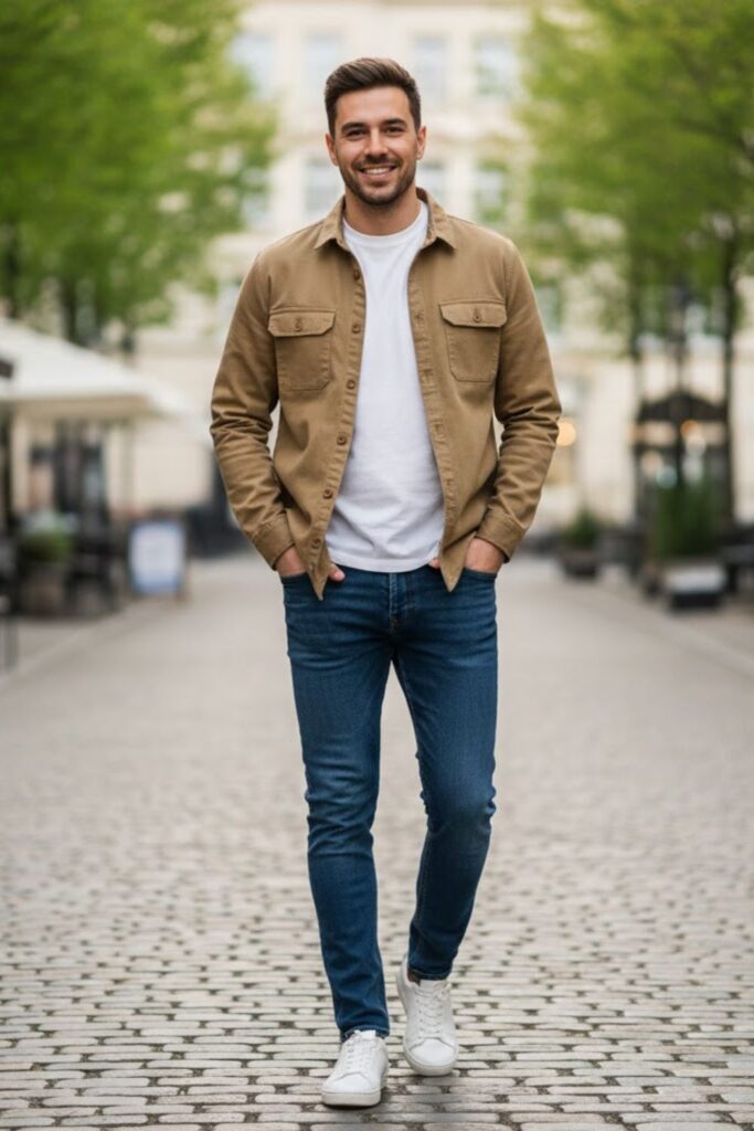5. Overshirt Layered Over a Basic Tee