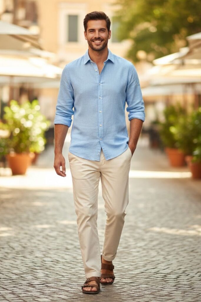 6. Linen Shirt with Relaxed Fit Pants