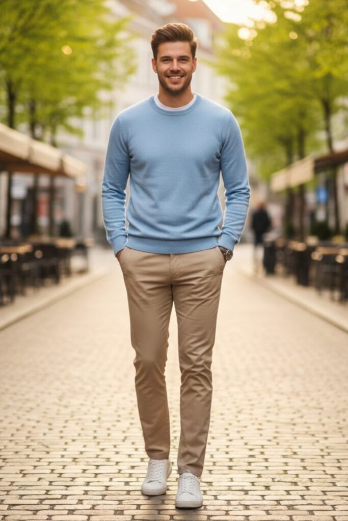 7. Crewneck Sweater with Chinos