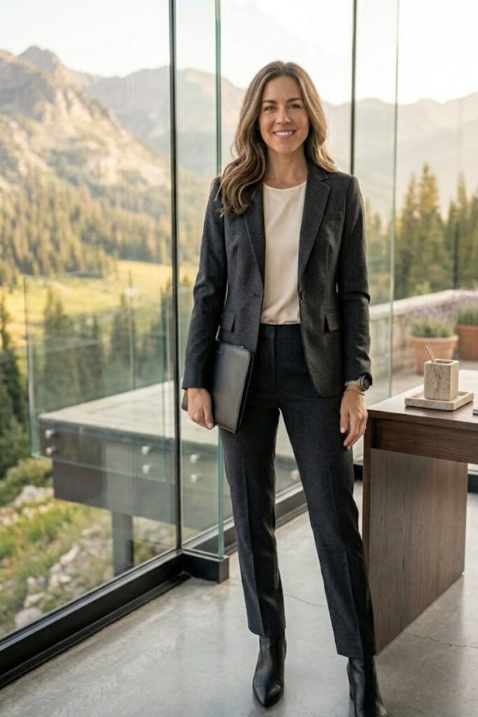 1. Blazer with Straight-Leg Trousers