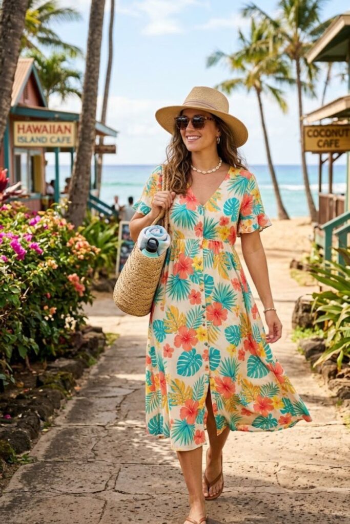 1. Floral Sundress with Sandals