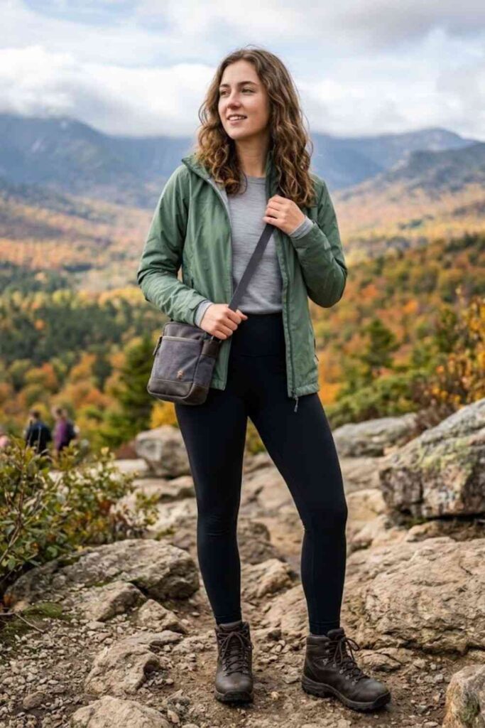 1. Hiking Jacket with Leggings and Boots