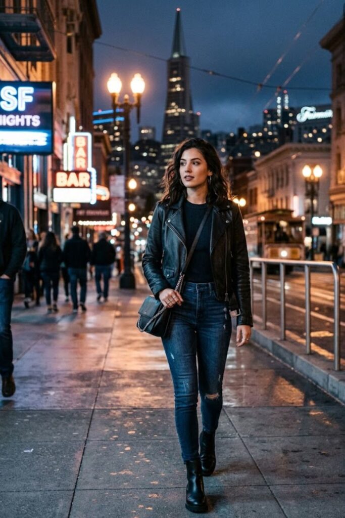 1. Leather Jacket With Dark Jeans