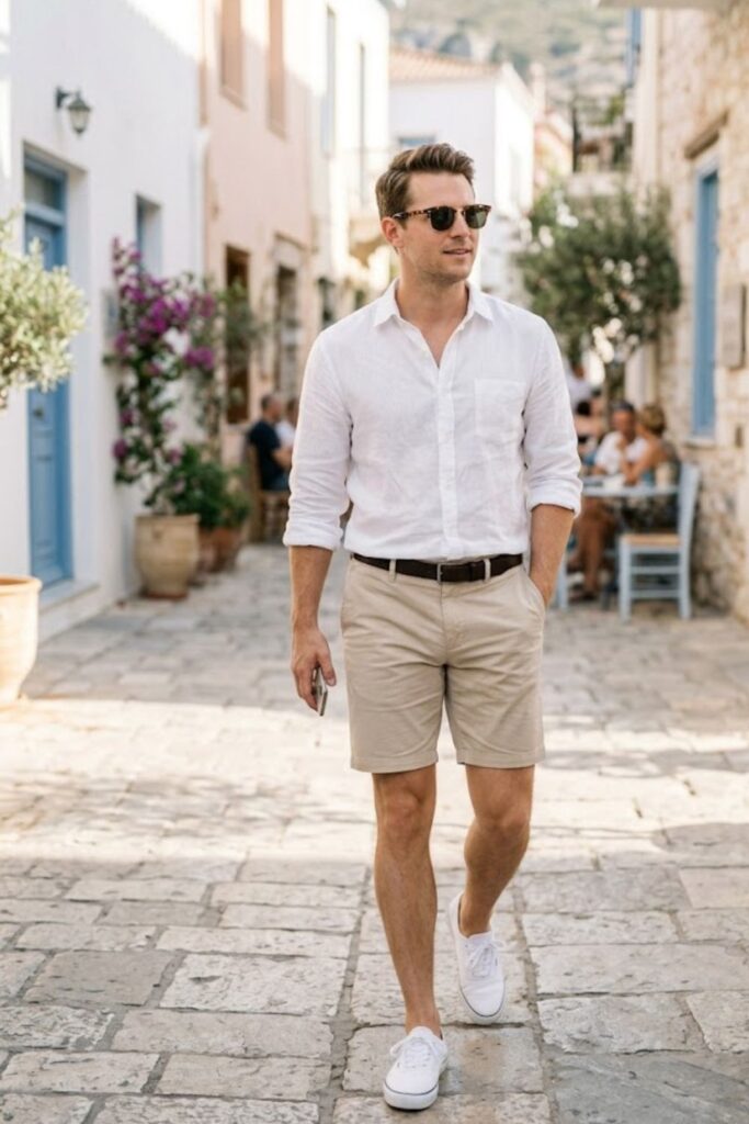 1. Linen Shirt with Tailored Shorts
