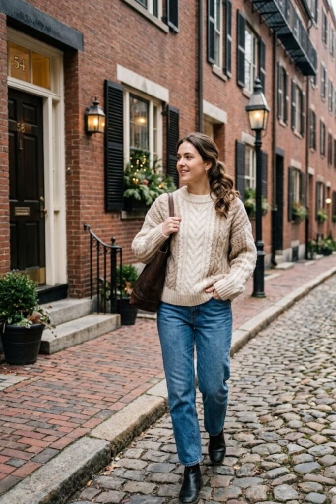 1. Oversized Sweater With Straight-Leg Jeans