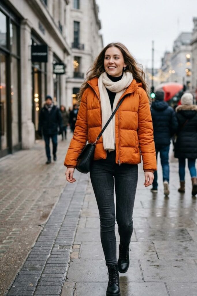 1. Quilted Puffer Jacket With Skinny Jeans