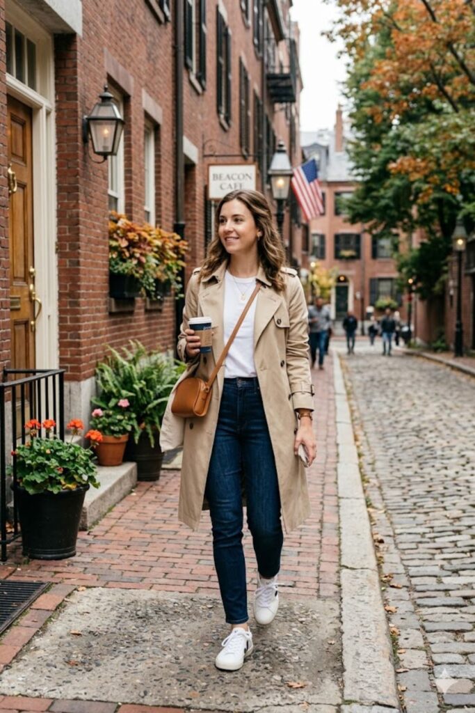 1. Trench Coat With Slim-Fit Jeans