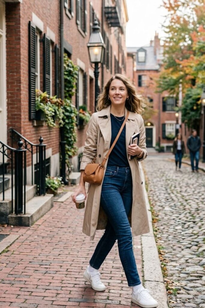 1. Trench Coat With Slim-Fit Jeans