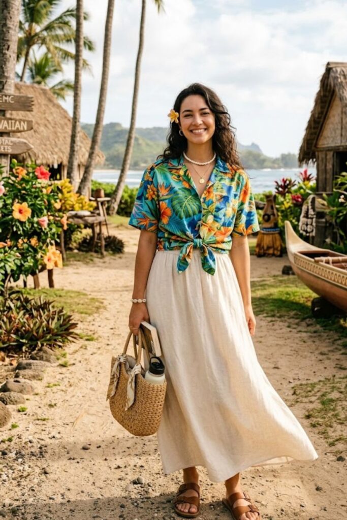 10. Aloha Shirt with Long Skirt