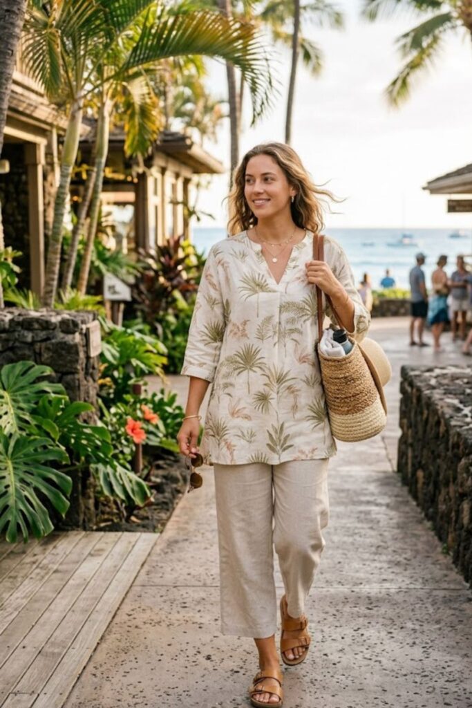 10. Cropped Linen Pants With Tunic