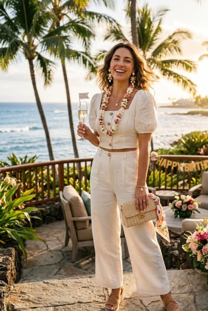 10. Cropped Linen Set