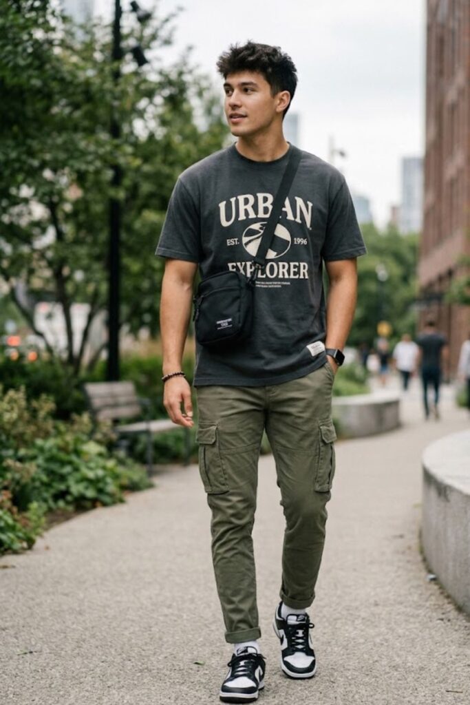 10. Graphic Tee With Cargo Pants
