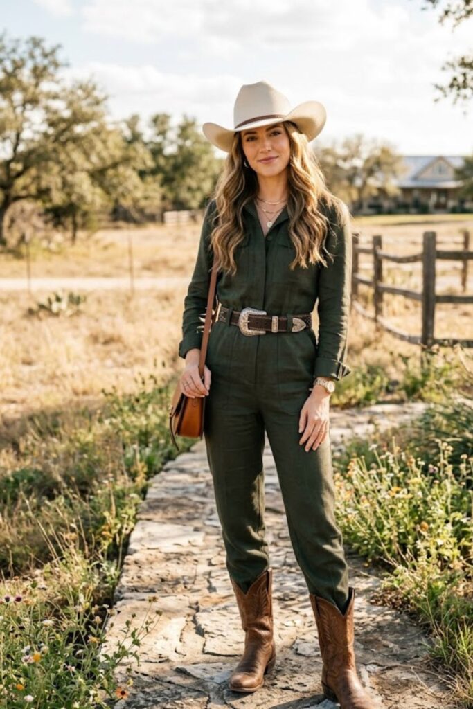 10. Jumpsuit With Western Accessories