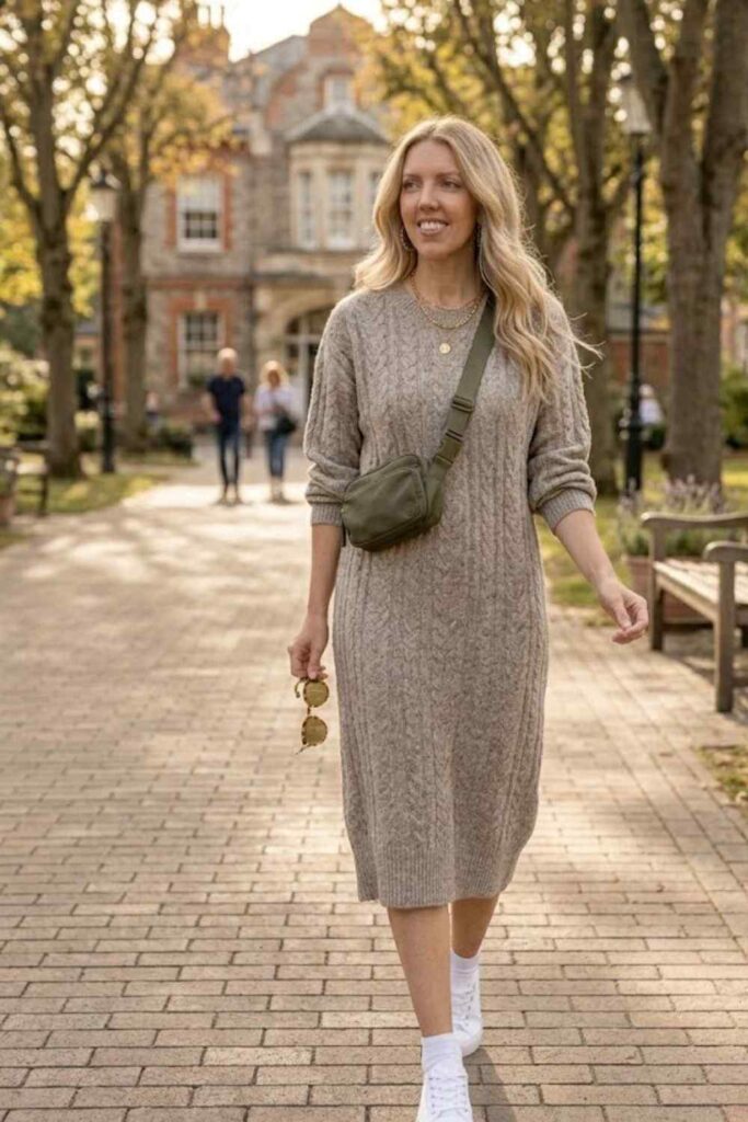 10. Knit Dress with Sneakers