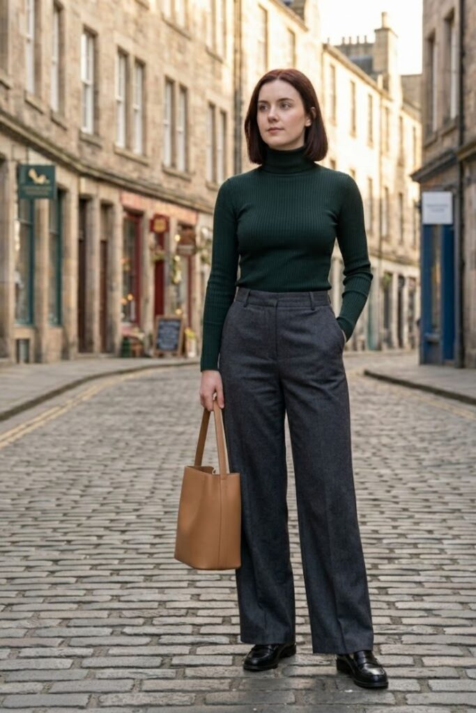 10. Knit Top with Wide-Leg Trousers