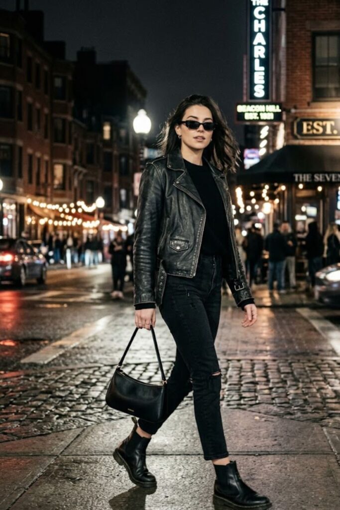 10. Leather Jacket With Black Jeans