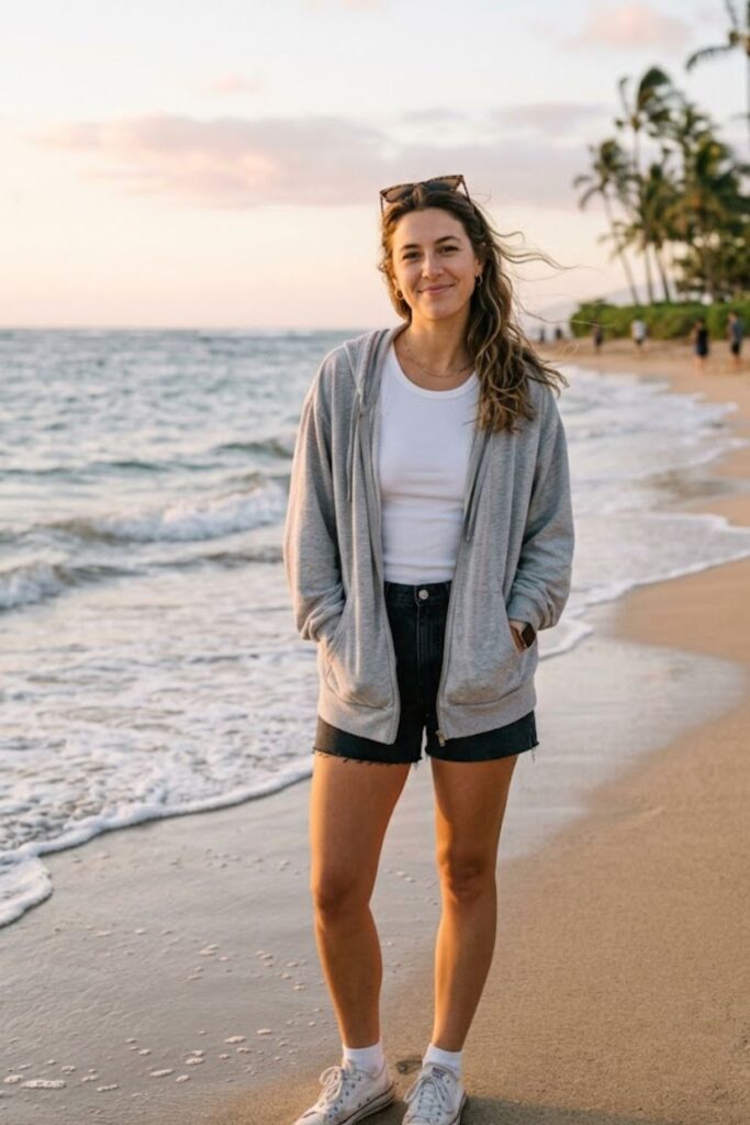 10. Lightweight Hoodie with Shorts