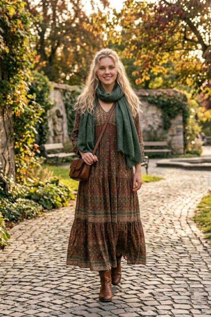 10. Maxi Dress with Lightweight Scarf