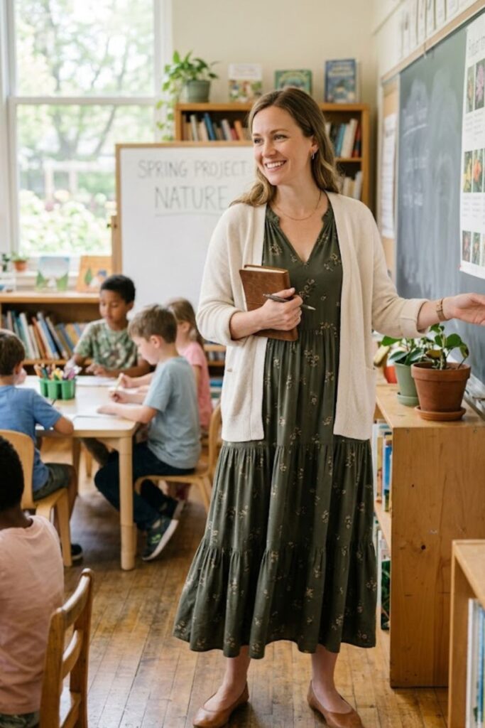 10. Maxi Dress with a Light Cardigan