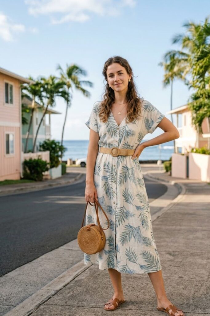 10. Midi Dress with Woven Belt