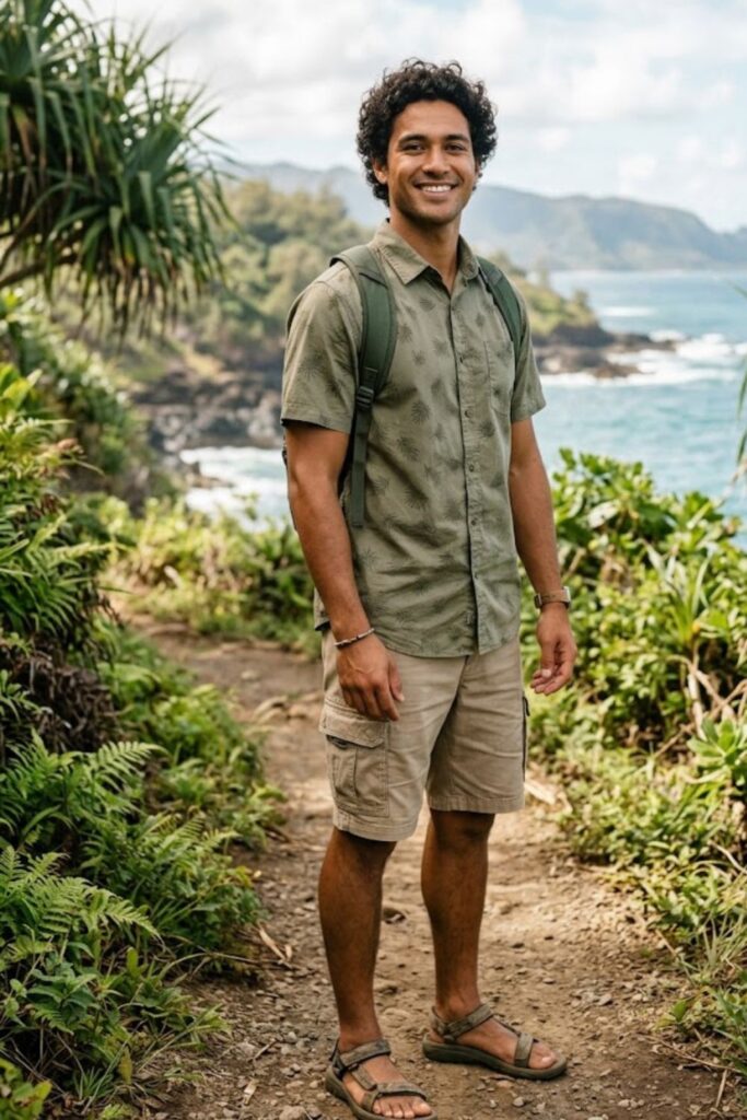 10. Short-Sleeve Shirt with Cargo Shorts